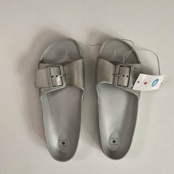 Shade & Shore Women Megan EVA Single Band Slide Sandals Shade & Shore Silver 12 - Picture 3 of 9